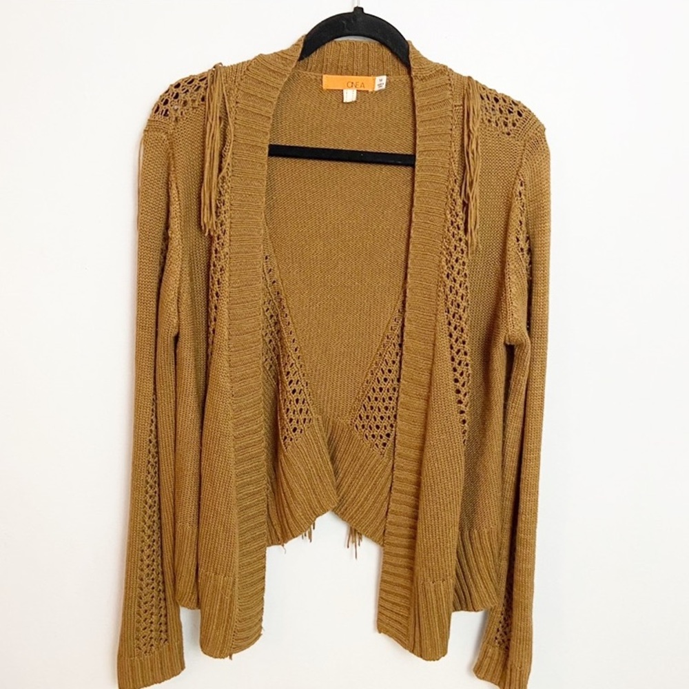 One A | Brown camel colored tassel sweater